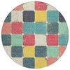 Piper Looms Chantille Geometric ACN1948 Teal Machine Washable Area Rug Round Main Image