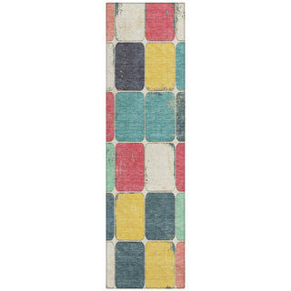 Piper Looms Chantille Geometric ACN1948 Teal Machine Washable Area Rug Runner Main Image
