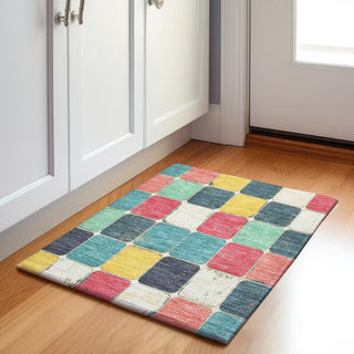 Piper Looms Chantille Geometric ACN1948 Teal Machine Washable Area Rug Scatter Lifestyle Image Feature