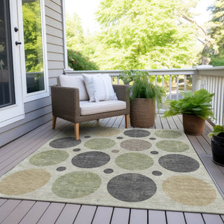 Piper Looms Chantille Geometric ACN1949 Beige Machine Washable Area Rug Outdoor Lifestyle Image Feature