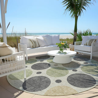 Piper Looms Chantille Geometric ACN1949 Beige Machine Washable Area Rug Round Outdoor Lifestyle Image Feature