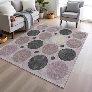 Piper Looms Chantille Geometric ACN1949 Blush Machine Washable Area Rug Lifestyle Image Feature