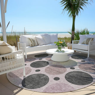 Piper Looms Chantille Geometric ACN1949 Blush Machine Washable Area Rug Round Outdoor Lifestyle Image Feature