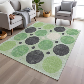 Piper Looms Chantille Geometric ACN1949 Green Machine Washable Area Rug Lifestyle Image Feature