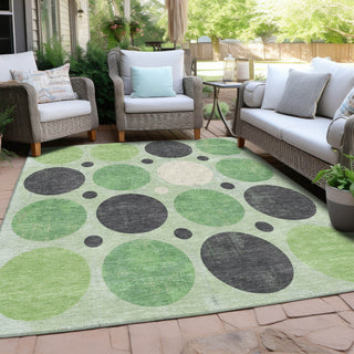 Piper Looms Chantille Geometric ACN1949 Green Machine Washable Area Rug Outdoor Lifestyle Image Feature