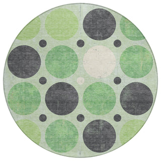 Piper Looms Chantille Geometric ACN1949 Green Machine Washable Area Rug Round Main Image
