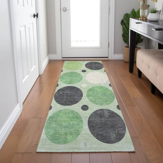 Piper Looms Chantille Geometric ACN1949 Green Machine Washable Area Rug Runner Lifestyle Image Feature