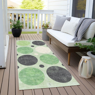 Piper Looms Chantille Geometric ACN1949 Green Machine Washable Area Rug Runner Outdoor Lifestyle Image Feature