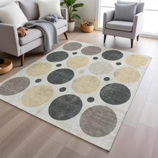 Piper Looms Chantille Geometric ACN1949 Ivory Machine Washable Area Rug Lifestyle Image Feature