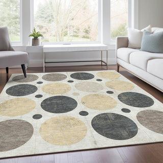 Piper Looms Chantille Geometric ACN1949 Ivory Machine Washable Area Rug Lifestyle Image Feature