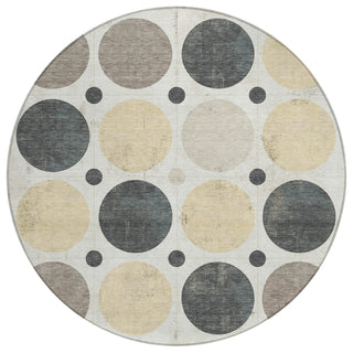 Piper Looms Chantille Geometric ACN1949 Ivory Machine Washable Area Rug Round Main Image