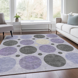 Piper Looms Chantille Geometric ACN1949 Lavender Machine Washable Area Rug Lifestyle Image Feature