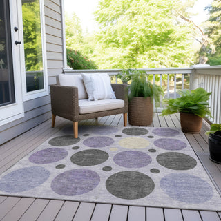 Piper Looms Chantille Geometric ACN1949 Lavender Machine Washable Area Rug Outdoor Lifestyle Image Feature