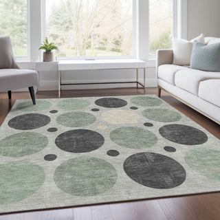 Piper Looms Chantille Geometric ACN1949 Sage Machine Washable Area Rug Lifestyle Image Feature