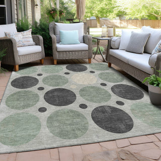 Piper Looms Chantille Geometric ACN1949 Sage Machine Washable Area Rug Outdoor Lifestyle Image Feature