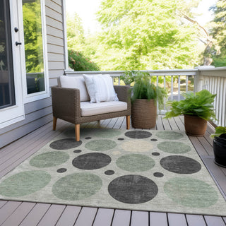 Piper Looms Chantille Geometric ACN1949 Sage Machine Washable Area Rug Outdoor Lifestyle Image Feature