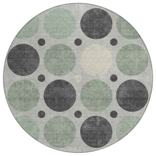 Piper Looms Chantille Geometric ACN1949 Sage Machine Washable Area Rug Round Main Image