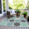 Piper Looms Chantille Geometric ACN1949 Teal Machine Washable Area Rug Outdoor Lifestyle Image Feature