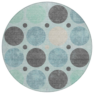 Piper Looms Chantille Geometric ACN1949 Teal Machine Washable Area Rug Round Main Image