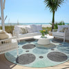 Piper Looms Chantille Geometric ACN1949 Teal Machine Washable Area Rug Round Outdoor Lifestyle Image Feature