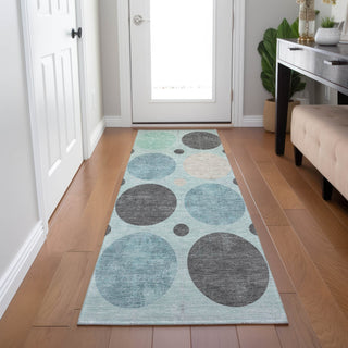 Piper Looms Chantille Geometric ACN1949 Teal Machine Washable Area Rug Runner Lifestyle Image Feature