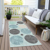 Piper Looms Chantille Geometric ACN1949 Teal Machine Washable Area Rug Runner Outdoor Lifestyle Image Feature