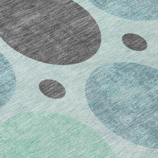 Piper Looms Chantille Geometric ACN1949 Teal Machine Washable Area Rug Swatch Image