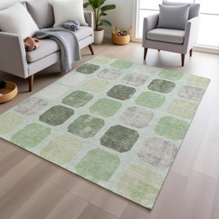 Piper Looms Chantille Geometric ACN1950 Aloe Machine Washable Area Rug Lifestyle Image Feature