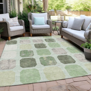 Piper Looms Chantille Geometric ACN1950 Aloe Machine Washable Area Rug Outdoor Lifestyle Image Feature