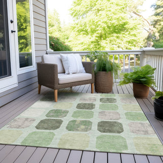 Piper Looms Chantille Geometric ACN1950 Aloe Machine Washable Area Rug Outdoor Lifestyle Image Feature