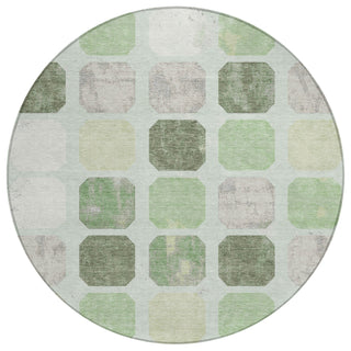 Piper Looms Chantille Geometric ACN1950 Aloe Machine Washable Area Rug Round Main Image