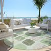 Piper Looms Chantille Geometric ACN1950 Aloe Machine Washable Area Rug Round Outdoor Lifestyle Image Feature