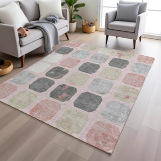 Piper Looms Chantille Geometric ACN1950 Blush Machine Washable Area Rug Lifestyle Image Feature