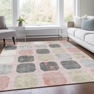 Piper Looms Chantille Geometric ACN1950 Blush Machine Washable Area Rug Lifestyle Image Feature