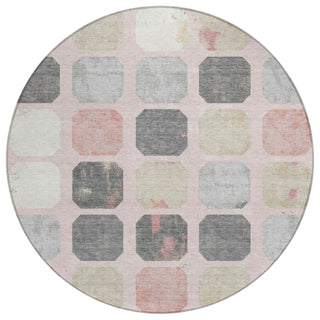 Piper Looms Chantille Geometric ACN1950 Blush Machine Washable Area Rug Round Main Image