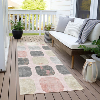 Piper Looms Chantille Geometric ACN1950 Blush Machine Washable Area Rug Runner Outdoor Lifestyle Image Feature