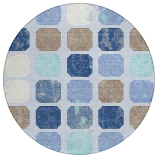 Piper Looms Chantille Geometric ACN1950 Denim Machine Washable Area Rug Round Main Image
