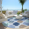 Piper Looms Chantille Geometric ACN1950 Denim Machine Washable Area Rug Round Outdoor Lifestyle Image Feature