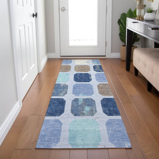 Piper Looms Chantille Geometric ACN1950 Denim Machine Washable Area Rug Runner Lifestyle Image Feature