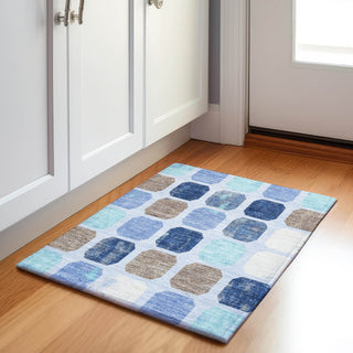 Piper Looms Chantille Geometric ACN1950 Denim Machine Washable Area Rug Scatter Lifestyle Image Feature
