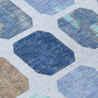 Piper Looms Chantille Geometric ACN1950 Denim Machine Washable Area Rug Swatch Image
