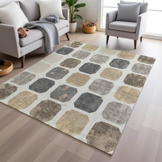 Piper Looms Chantille Geometric ACN1950 Ivory Machine Washable Area Rug Lifestyle Image Feature