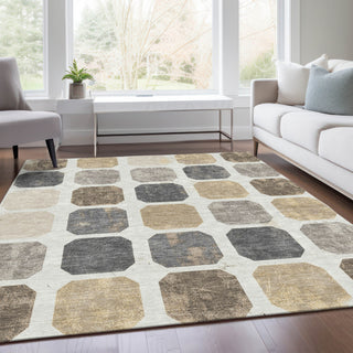Piper Looms Chantille Geometric ACN1950 Ivory Machine Washable Area Rug Lifestyle Image Feature