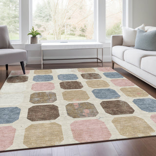 Piper Looms Chantille Geometric ACN1950 Linen Machine Washable Area Rug Lifestyle Image Feature