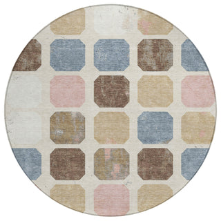 Piper Looms Chantille Geometric ACN1950 Linen Machine Washable Area Rug Round Main Image
