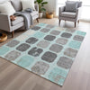 Piper Looms Chantille Geometric ACN1950 Teal Machine Washable Area Rug Lifestyle Image Feature
