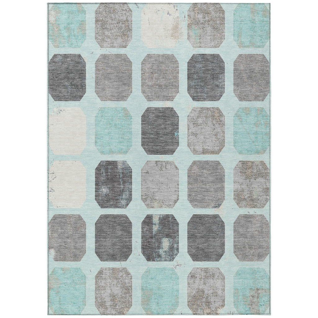 Piper Looms Chantille Geometric ACN1950 Teal Machine Washable Area Rug main image