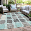 Piper Looms Chantille Geometric ACN1950 Teal Machine Washable Area Rug Outdoor Lifestyle Image Feature