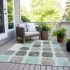 Piper Looms Chantille Geometric ACN1950 Teal Machine Washable Area Rug Outdoor Lifestyle Image Feature