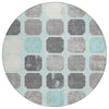 Piper Looms Chantille Geometric ACN1950 Teal Machine Washable Area Rug Round Main Image
